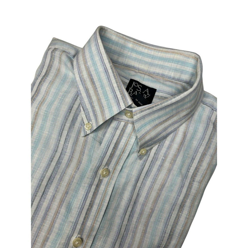 Jos. A. Bank Travelers Collection 100% Silk Button Down Shirt Short Sleeve Sz L